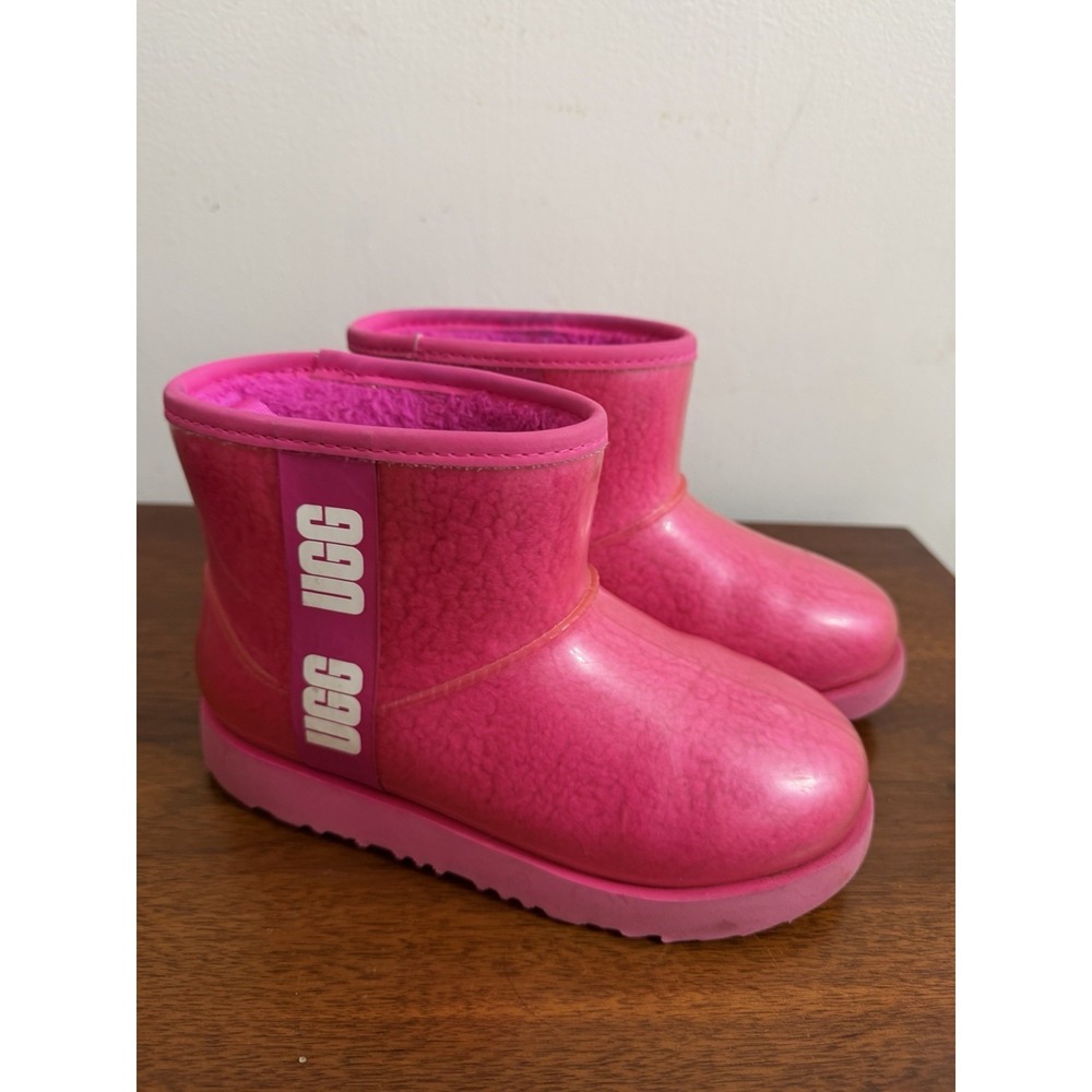 UGG Girls Pink Classic Clear Ultra Mini Boots Girls Kids Size 2